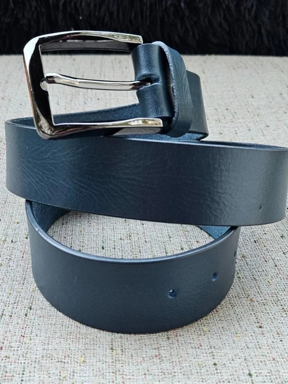 Blue Belt Genuine Leather Waistband Unisex Belt Pin Buckle Handmade Size 36 New
